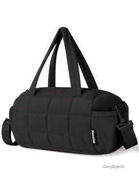 12 Inch Mini Quilted Gym Bag Crossbody Duffel with Wet Pocket